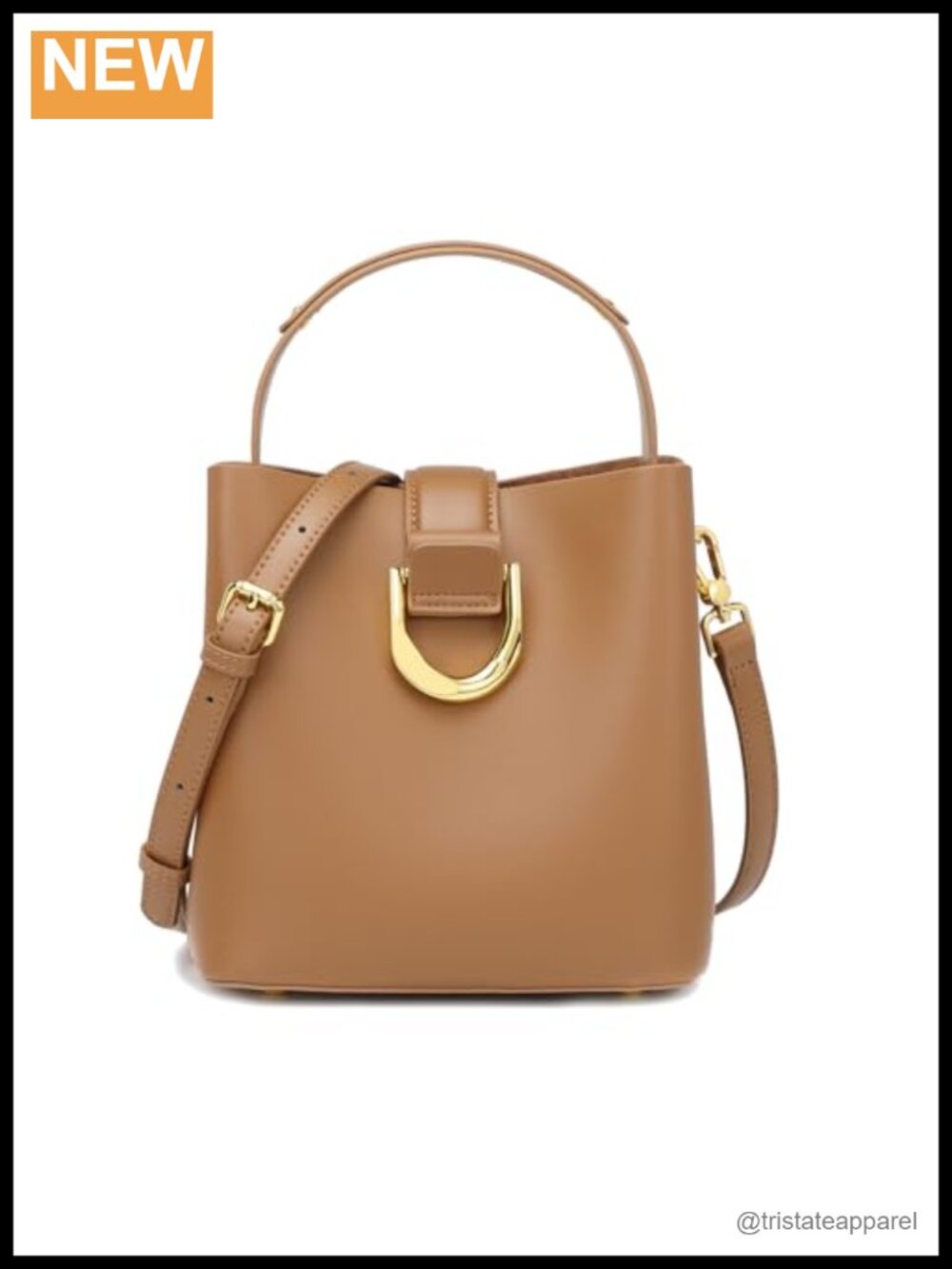 Genuine Leather Bucket Shoulder Handbag Adjustable Crossbody Purse
